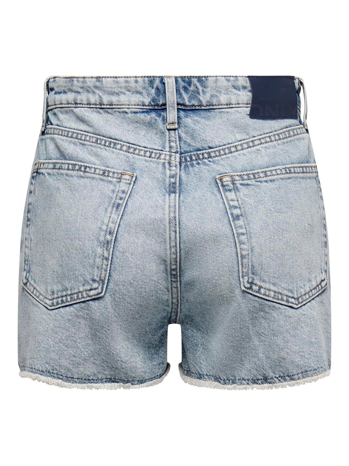 ONLY Shorts Regular Fit Taille haute Ourlé destroy -Light Blue Denim - 15226961