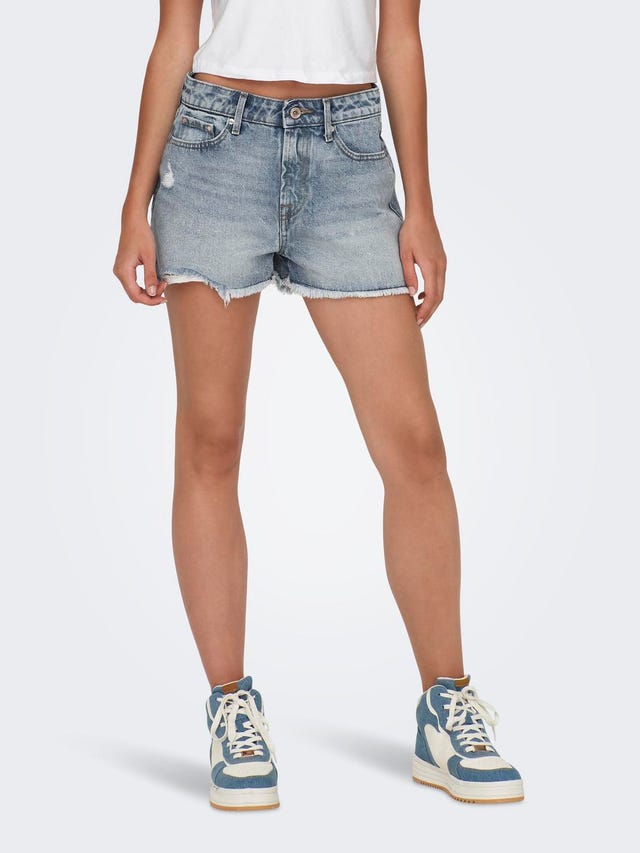 Straight Fit High waist Destroyed hems Shorts with 30 discount