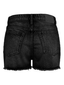 ONLY Normal geschnitten Hohe Taille Offener Saum Shorts -Black Denim - 15226961