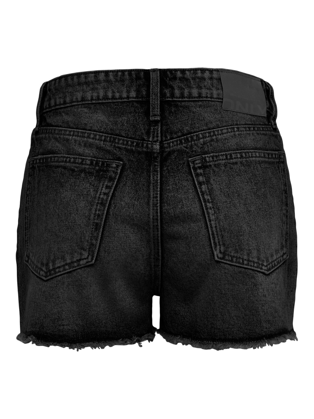 ONLY Shorts Regular Fit Taille haute Ourlé destroy -Black Denim - 15226961