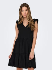 ONLY Mini kjole med flæse -Black - 15226992