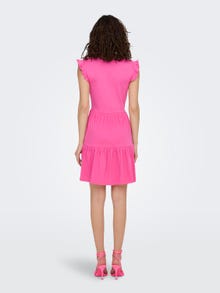 ONLY Regular fit O-hals Korte jurk -Shocking Pink - 15226992