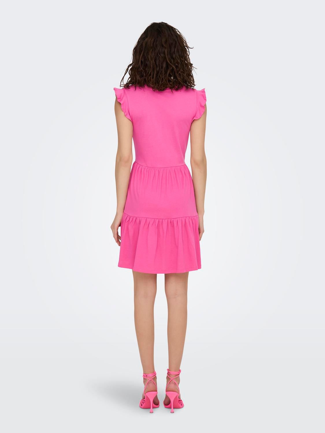 ONLY Rüschen Kleid -Shocking Pink - 15226992