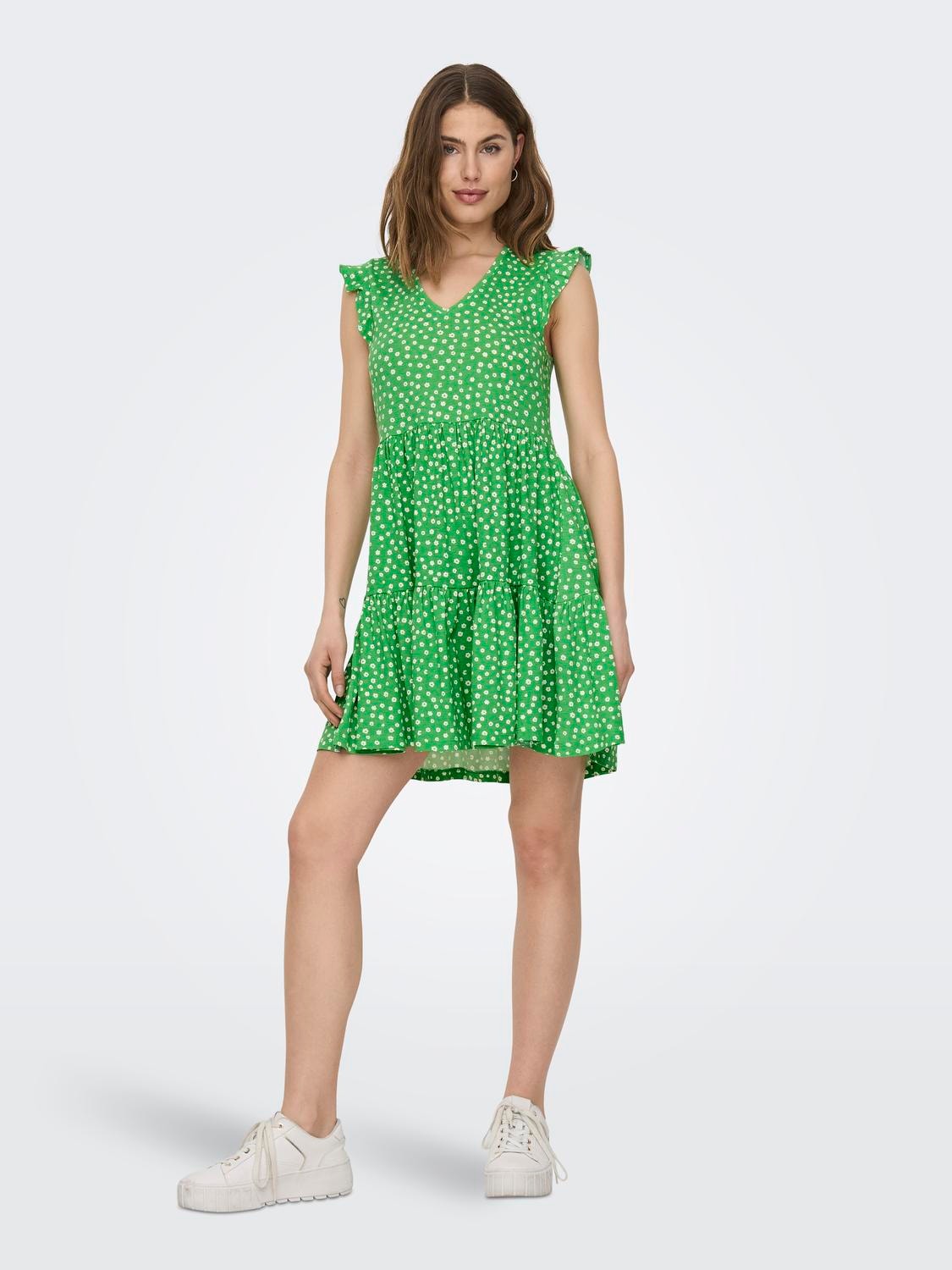 ONLY Mini kjole med flæse -Kelly Green - 15226992