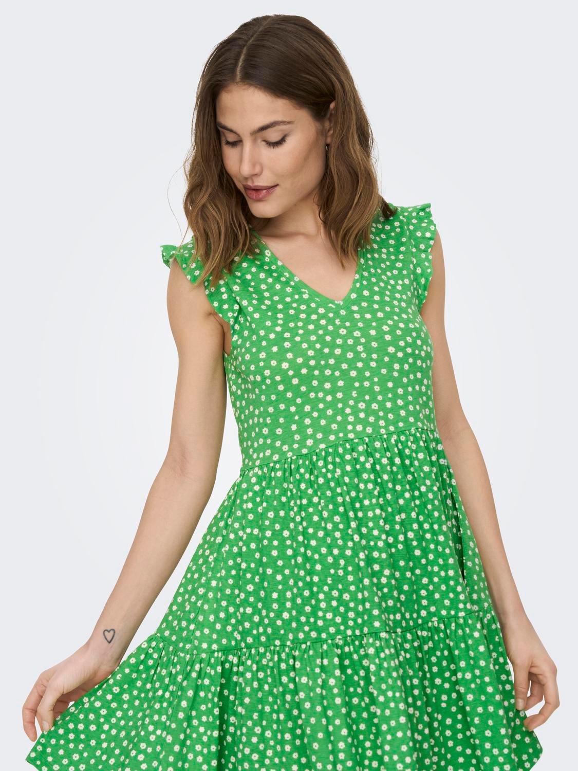 ONLY Mini dress with frills -Kelly Green - 15226992