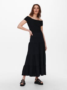 ONLY Ruches Maxi rok -Black - 15226994
