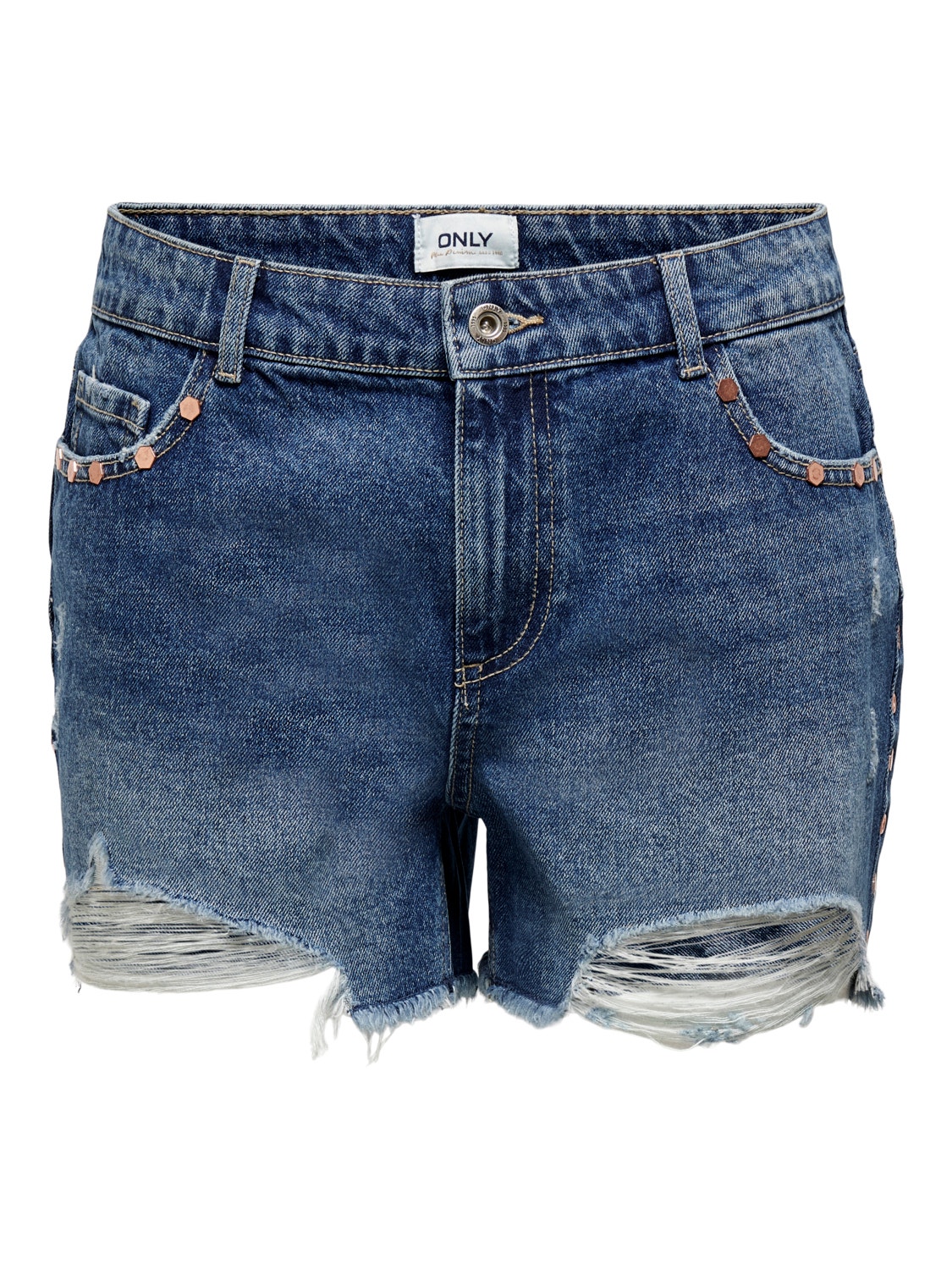 ONLY Straight fit Mid waist Versleten zoom Jeans -Medium Blue Denim - 15226997