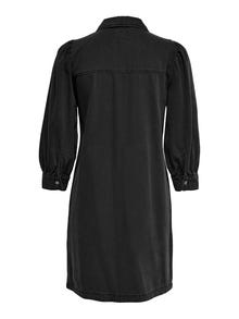 ONLY Locker geschnitten Hemdkragen Ärmelbündchen mit Knopf Puffärmel Langes Kleid -Washed Black - 15227104