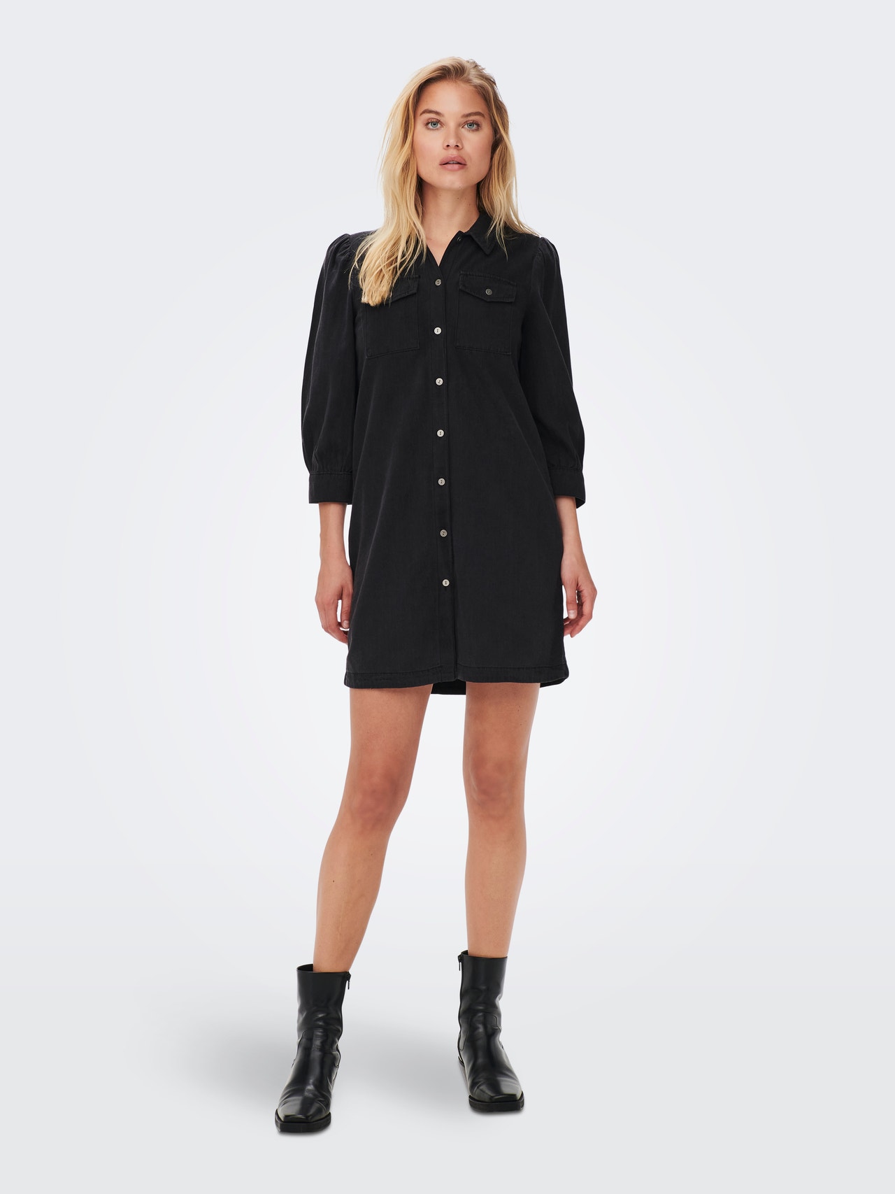ONLY Manches longues Robe en jean -Washed Black - 15227104