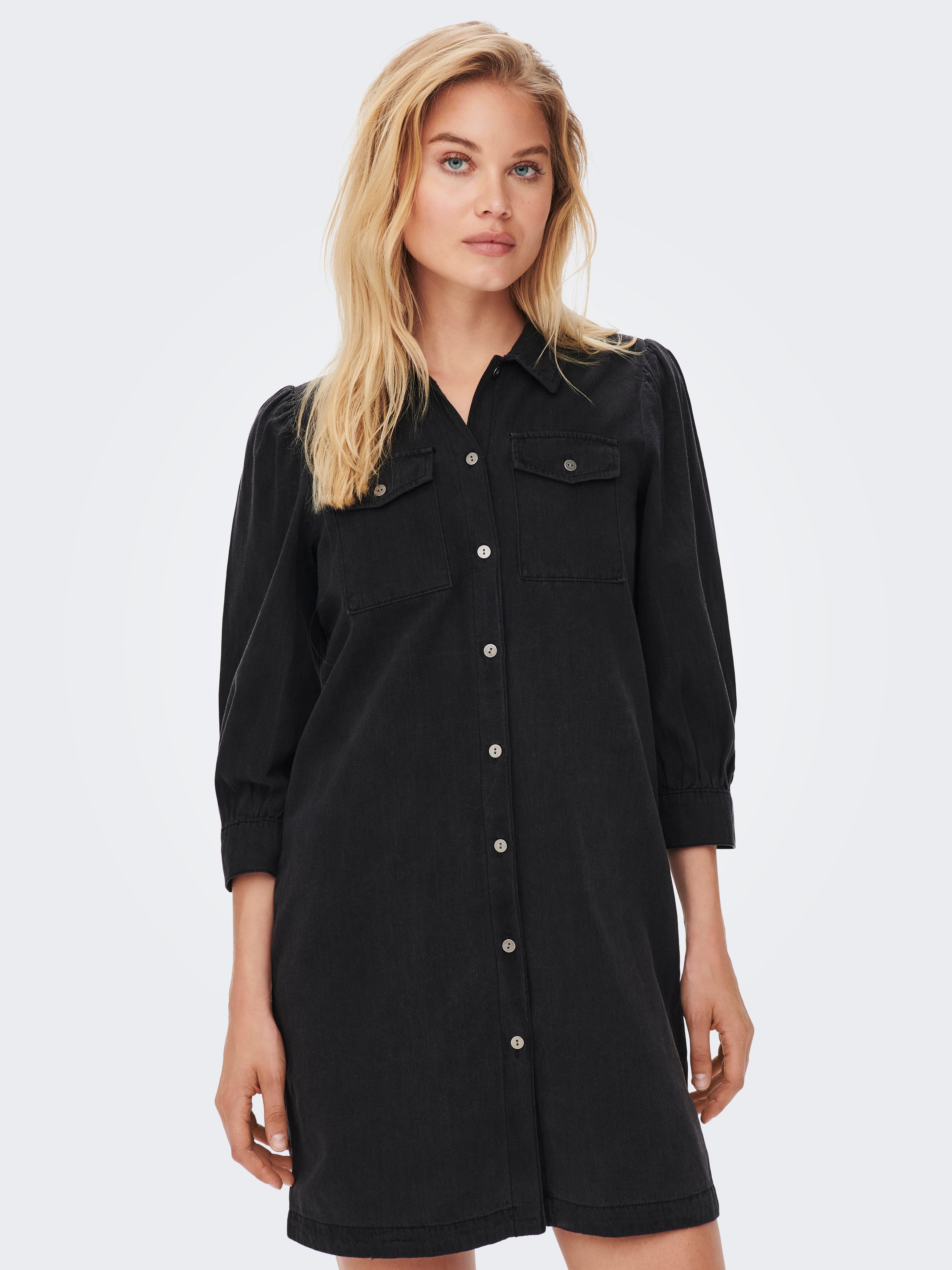 Black dress hotsell with jean shirt