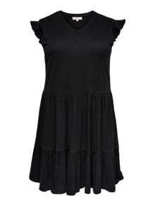 ONLY Normal geschnitten V-Ausschnitt Kurzes Kleid -Black - 15227182