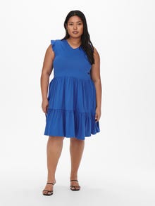 ONLY Normal geschnitten V-Ausschnitt Kurzes Kleid -Strong Blue - 15227182
