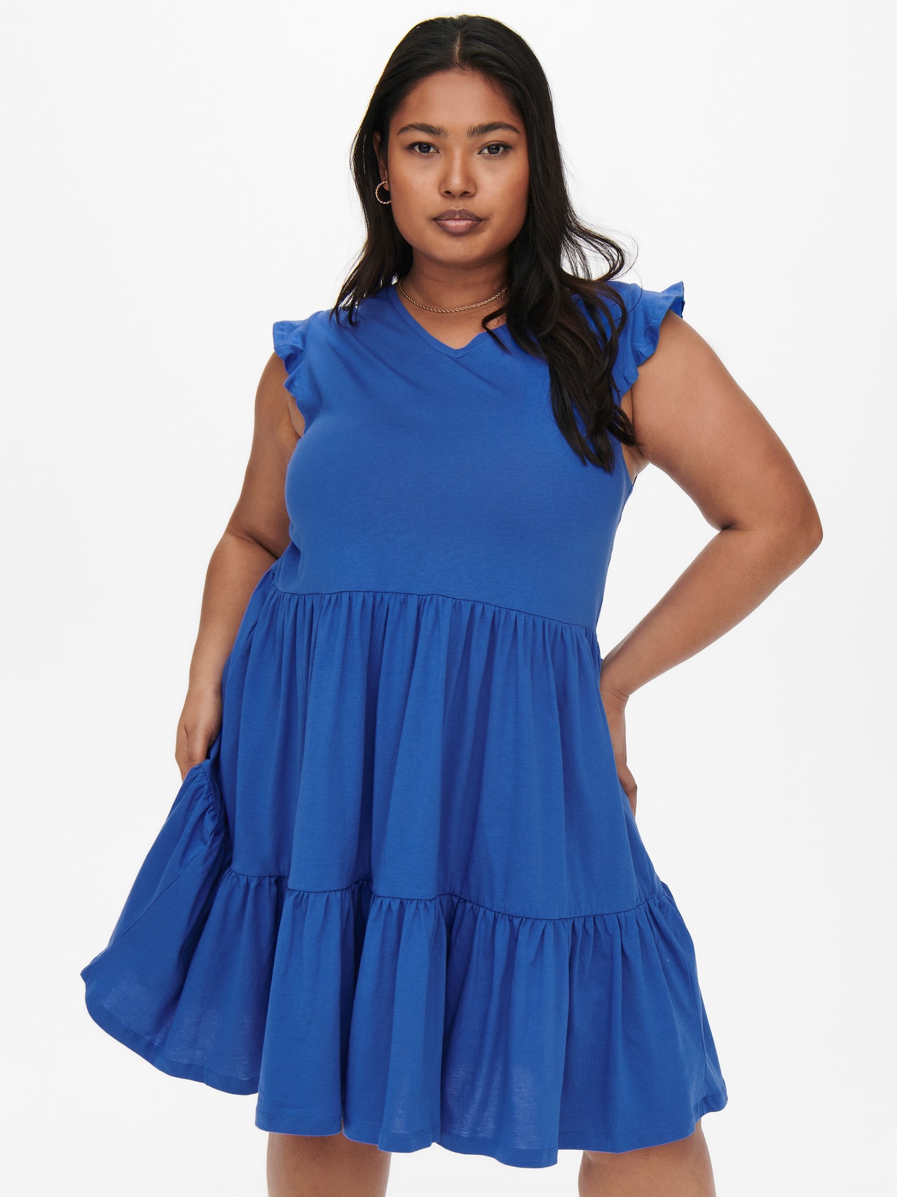 ONLY Curvy frill Dress -Strong Blue - 15227182