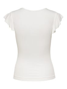 ONLY Slim fit top with short frill sleeves -Cloud Dancer - 15227187