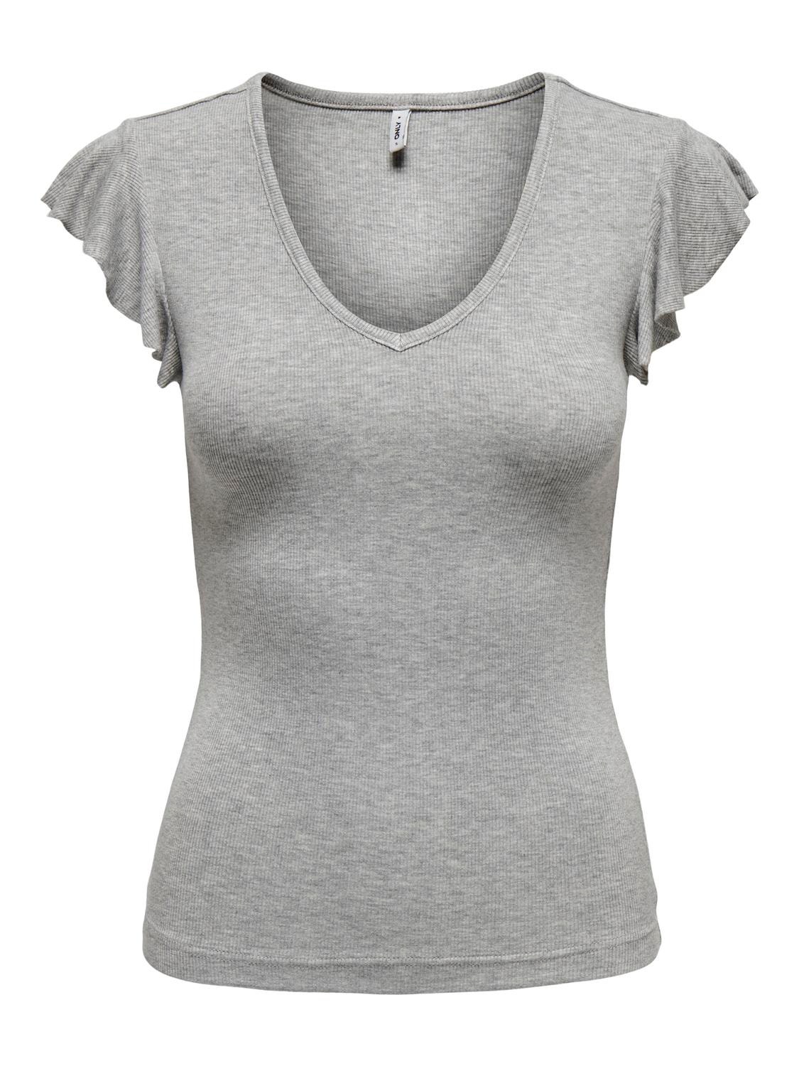 ONLY Normal geschnitten Rundhals Top -Light Grey Melange - 15227187