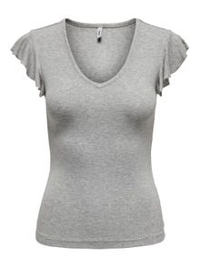 ONLY Tops Regular Fit Col rond -Light Grey Melange - 15227187