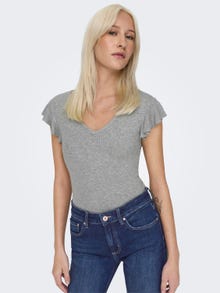 ONLY Normal geschnitten Rundhals Top -Light Grey Melange - 15227187