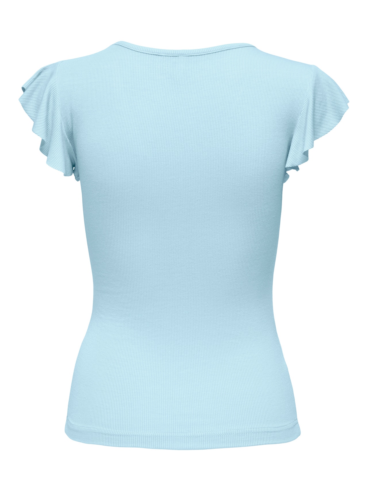ONLY Slim fit top with short frill sleeves -Clear Sky - 15227187