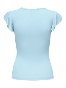ONLY Slim fit top with short frill sleeves -Clear Sky - 15227187