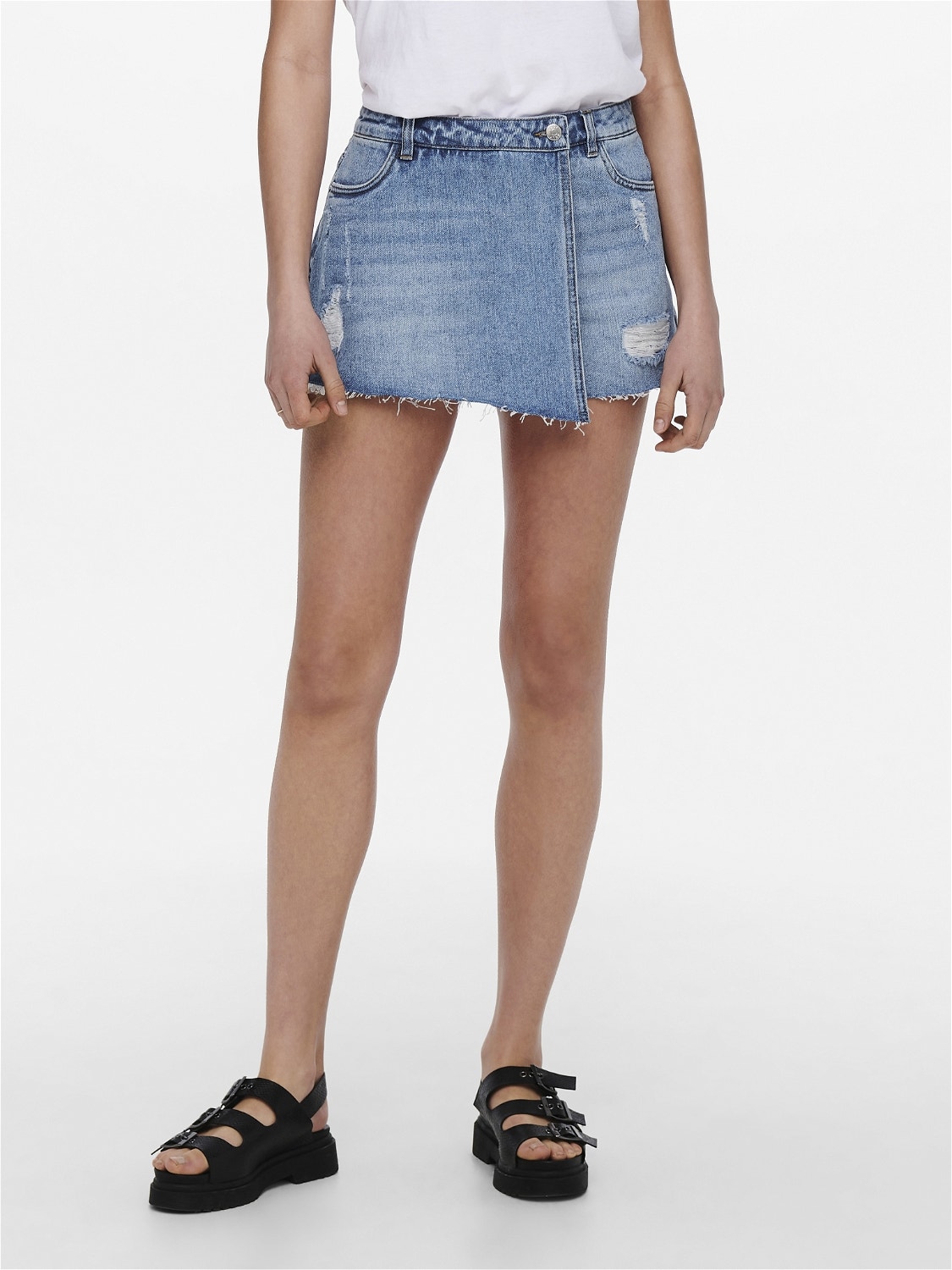 ONLY Mid waist Short skirt -Light Blue Denim - 15227220