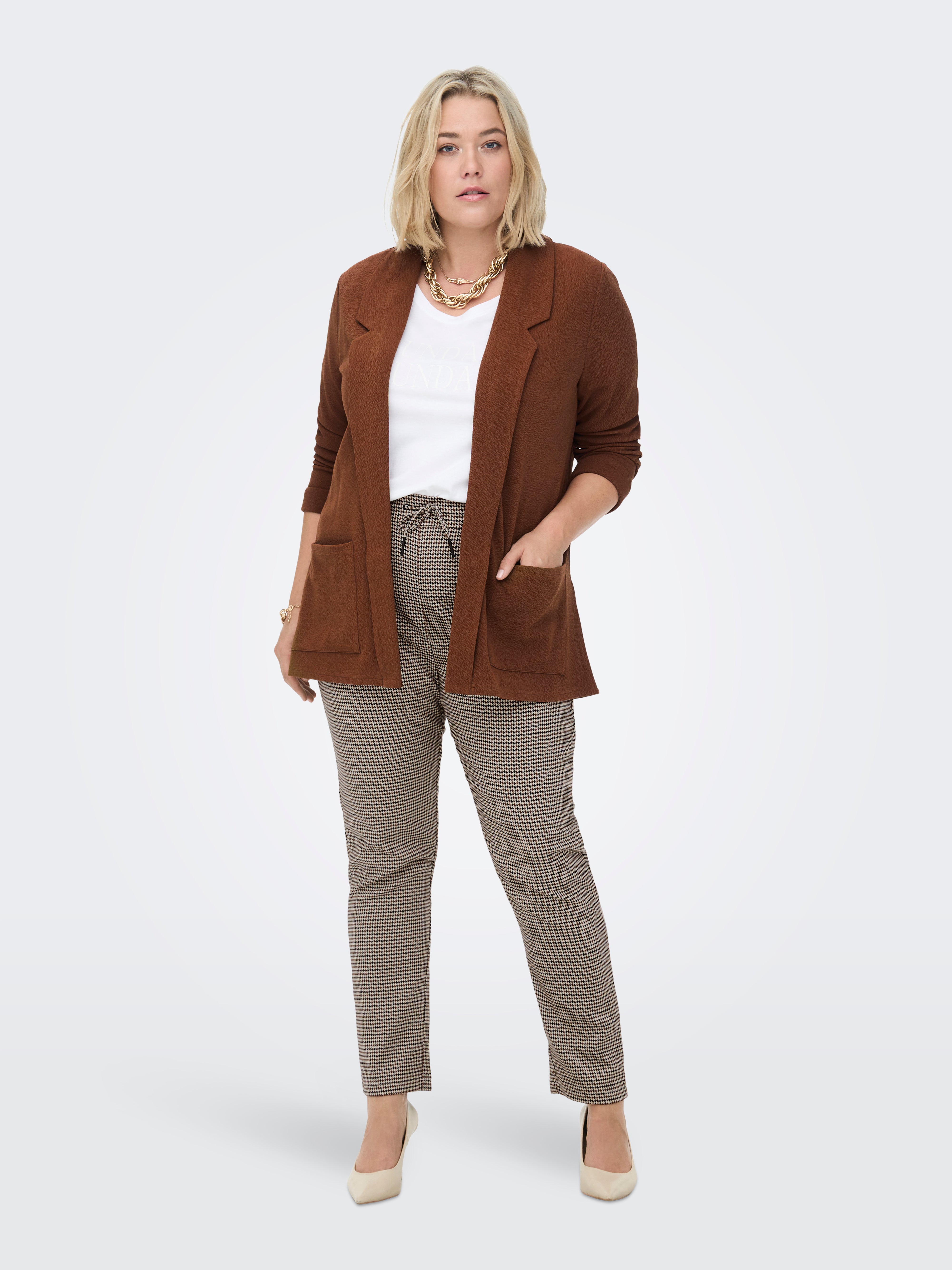 Curvy åpen Blazer | Mørk brun | ONLY®