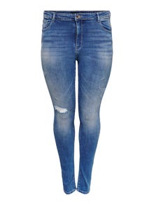 ONLY Curvy carlaola life hw destroyed Skinny jeans -Medium Blue Denim - 15227920