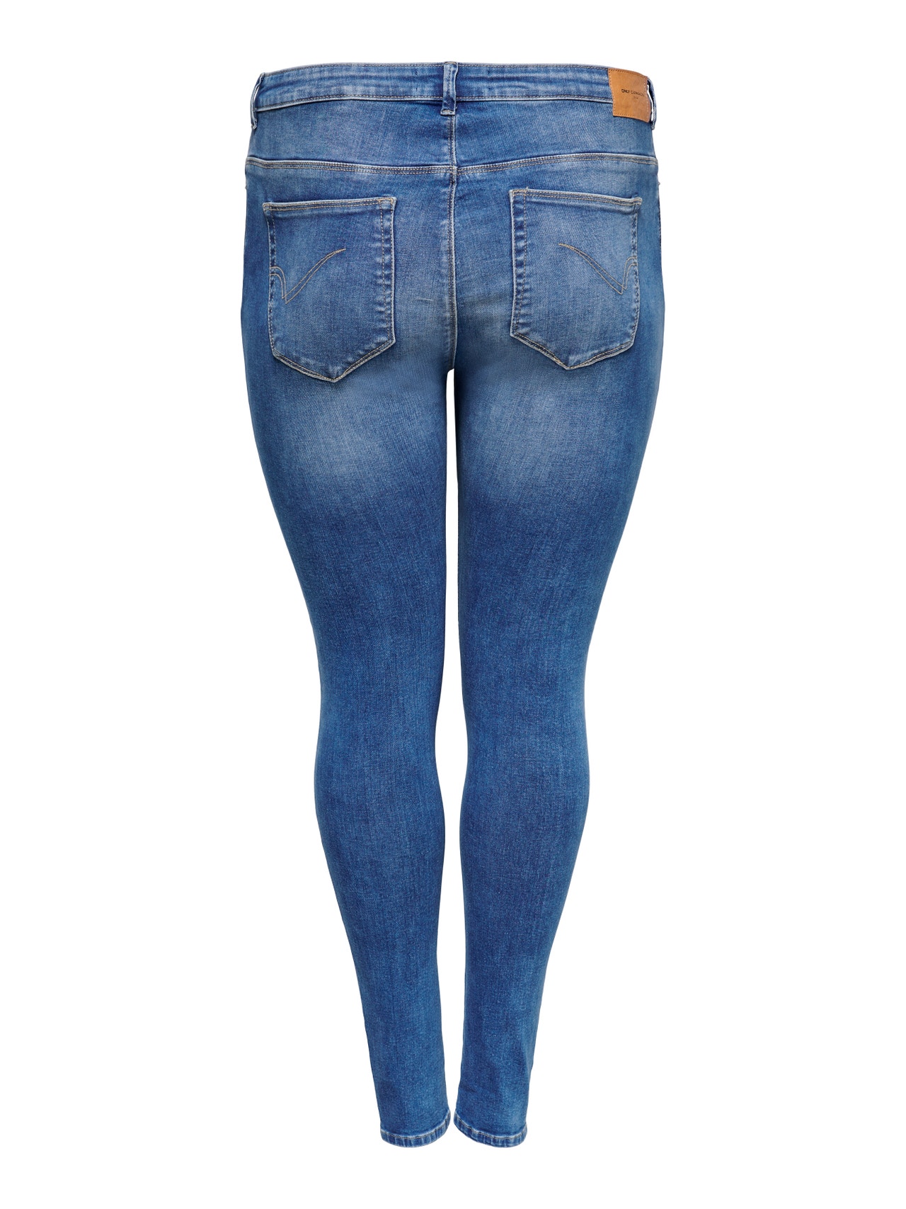 ONLY Curvy Carlaola Life HW Jeans con detalle de rotura Jeans skinny fit -Medium Blue Denim - 15227920