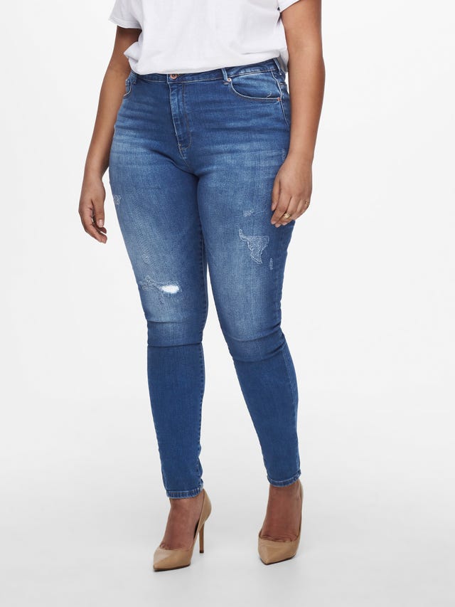 ONLY Curvy carlaola life hög midja och slitna detaljer Skinny fit-jeans - 15227920