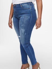 ONLY Curvy Carlaola Life Hw Destroyed Skinny Fit Jeans -Medium Blue Denim - 15227920