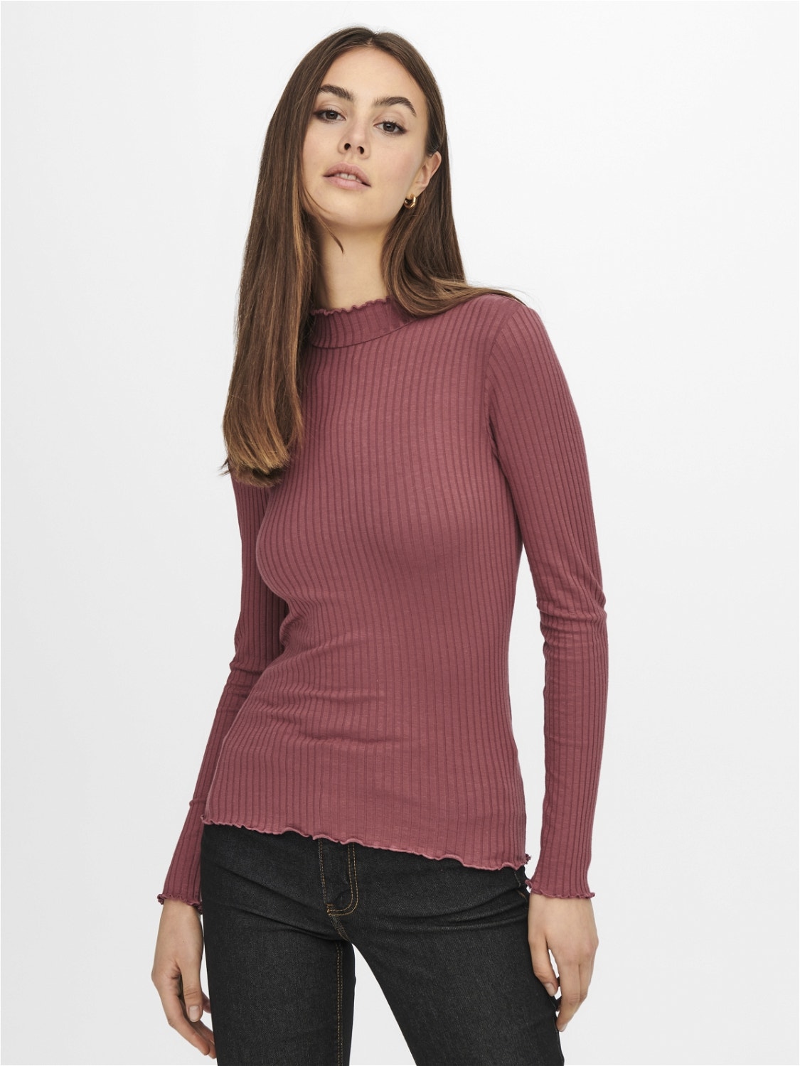 ONLY Stretch Fit High neck Top -Woodrose - 15228065