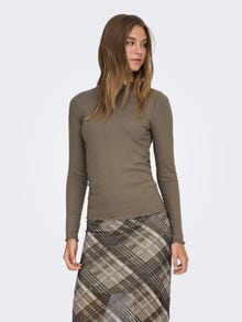 ONLY Venivast kangast liibuv lõige Kõrge kaelus Top -Walnut - 15228065