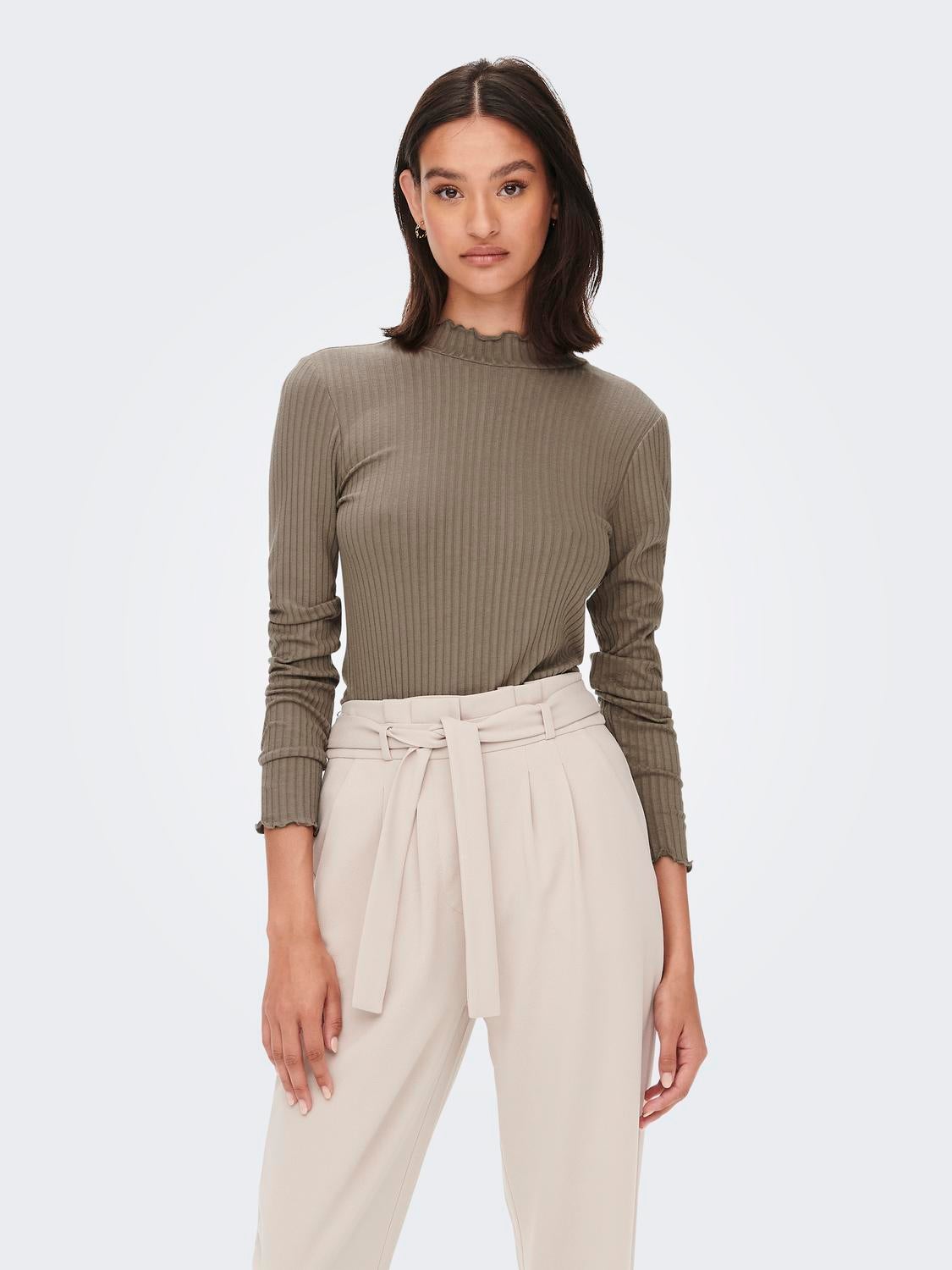 Khaki high neck on sale top