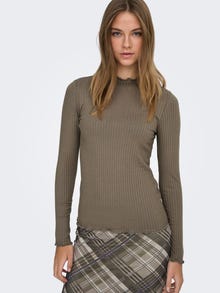 ONLY Venivast kangast liibuv lõige Kõrge kaelus Top -Walnut - 15228065