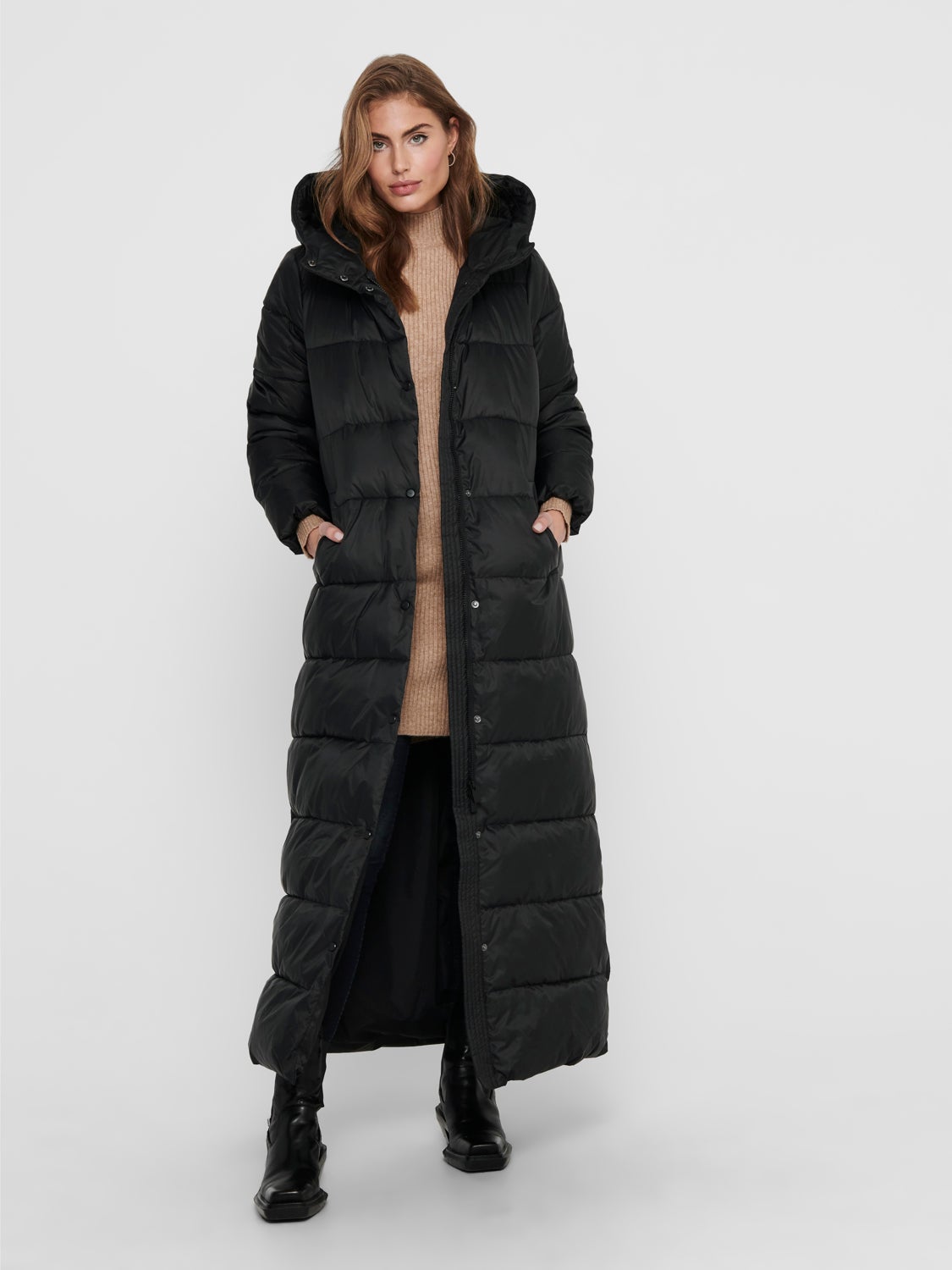 ankle length quilted coat