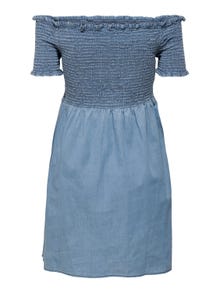 ONLY Slim Fit Trapezausschnitt Kurzes Kleid -Medium Blue Denim - 15228457