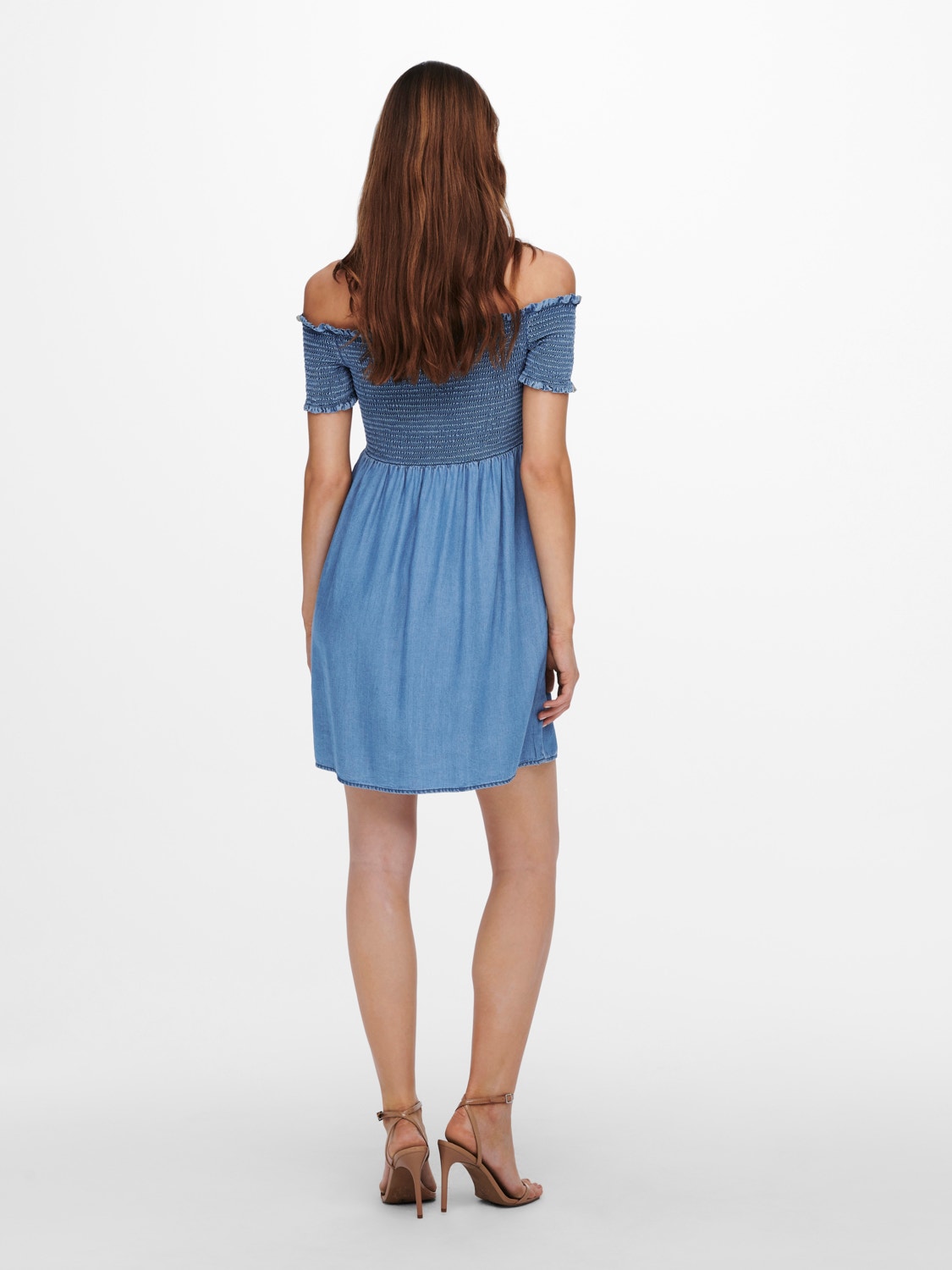 ONLY Slim fit Vierkante hals Korte jurk -Medium Blue Denim - 15228457