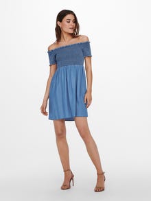 ONLY Gesmokt Kleid -Medium Blue Denim - 15228457
