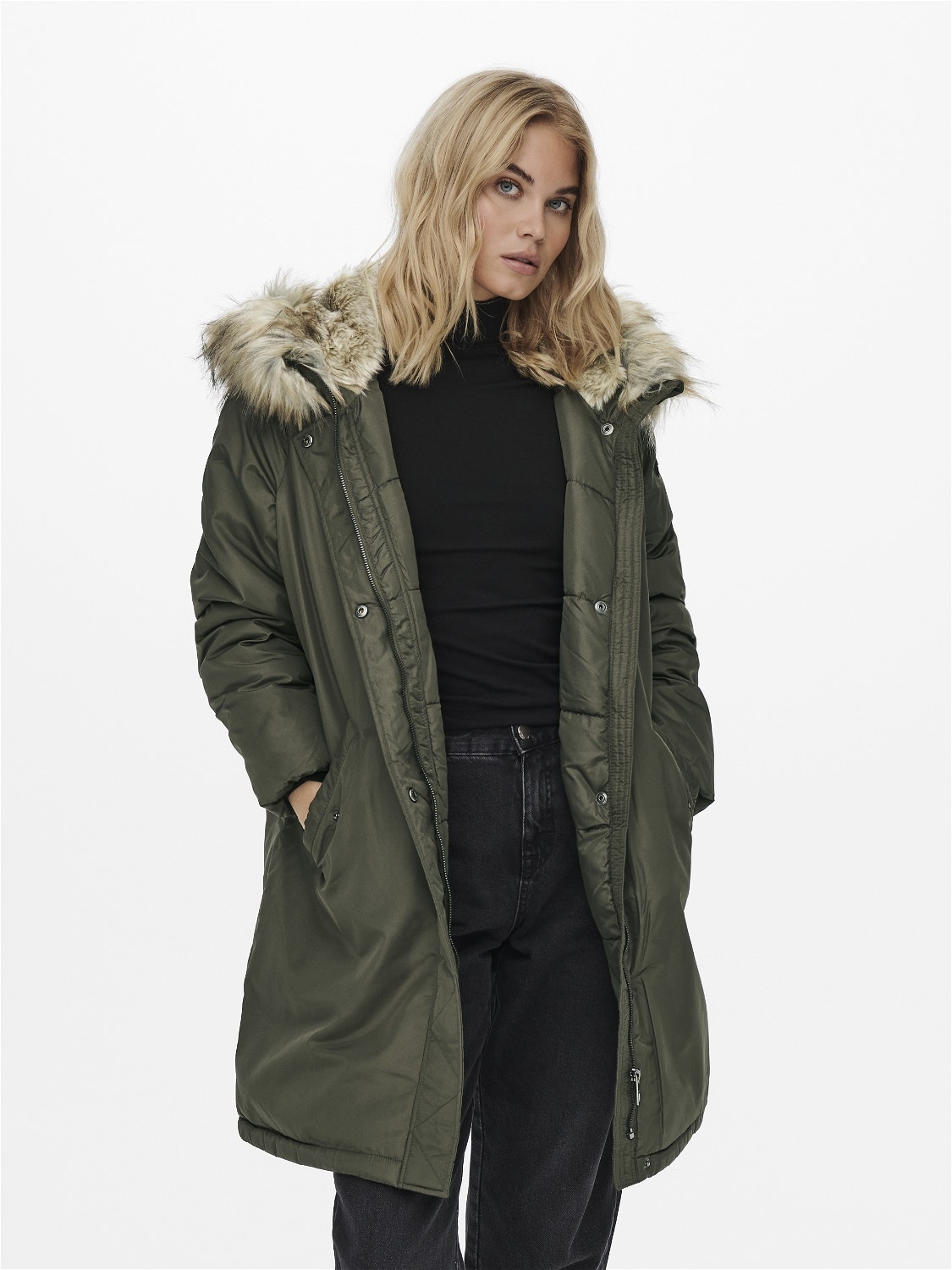 Abrigo de invierno para mujer – Chaqueta larga de Parka Anorak pesada con  capucha de pelo sintético, Anorak