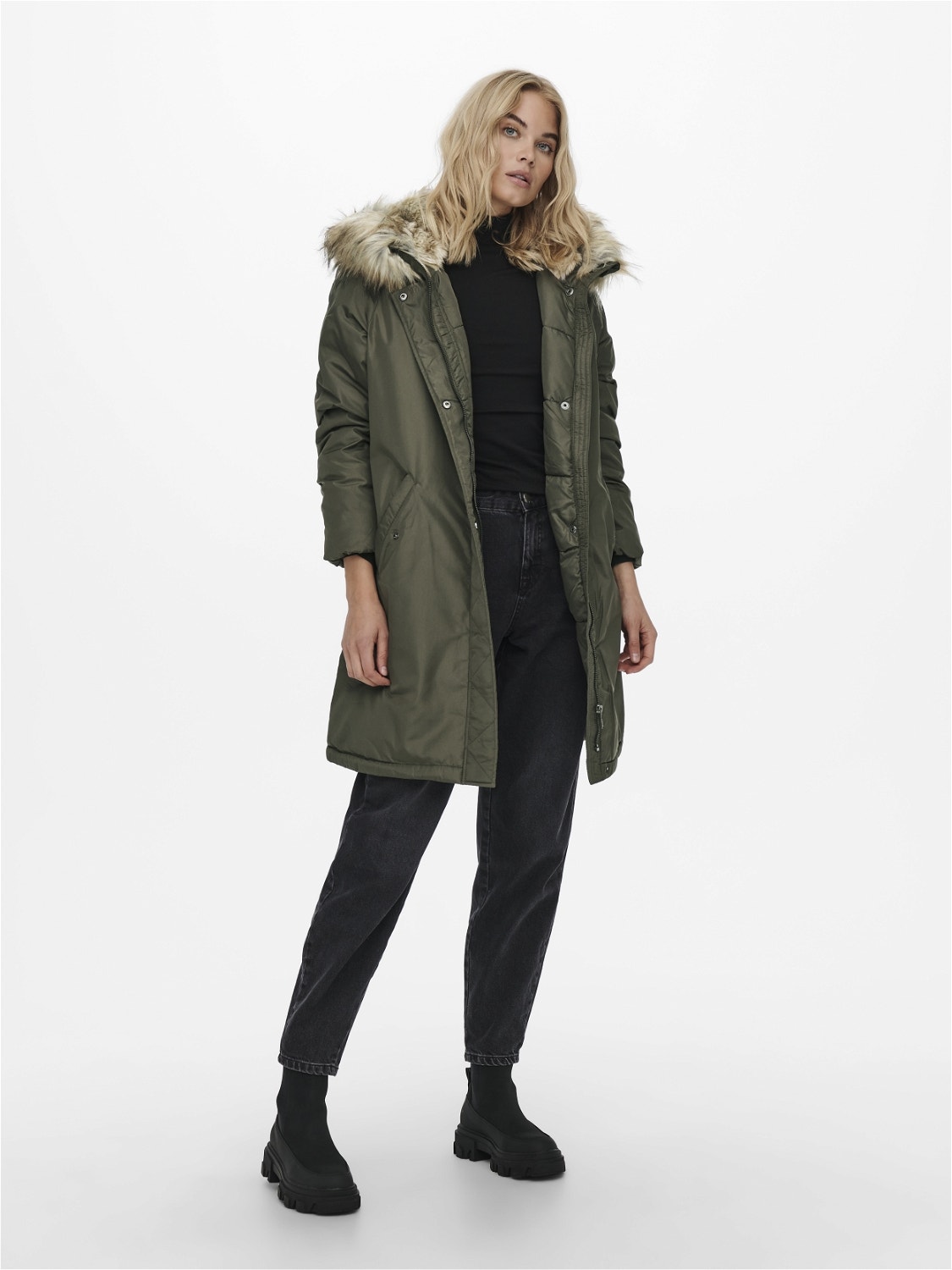 Abrigo de invierno para mujer – Chaqueta larga de Parka Anorak pesada con  capucha de pelo sintético, Anorak