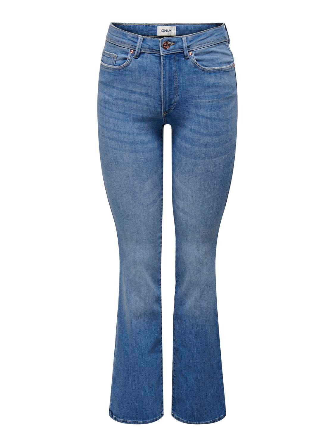 ONLY Flared Fit High waist Jeans -Light Medium Blue Denim - 15228781