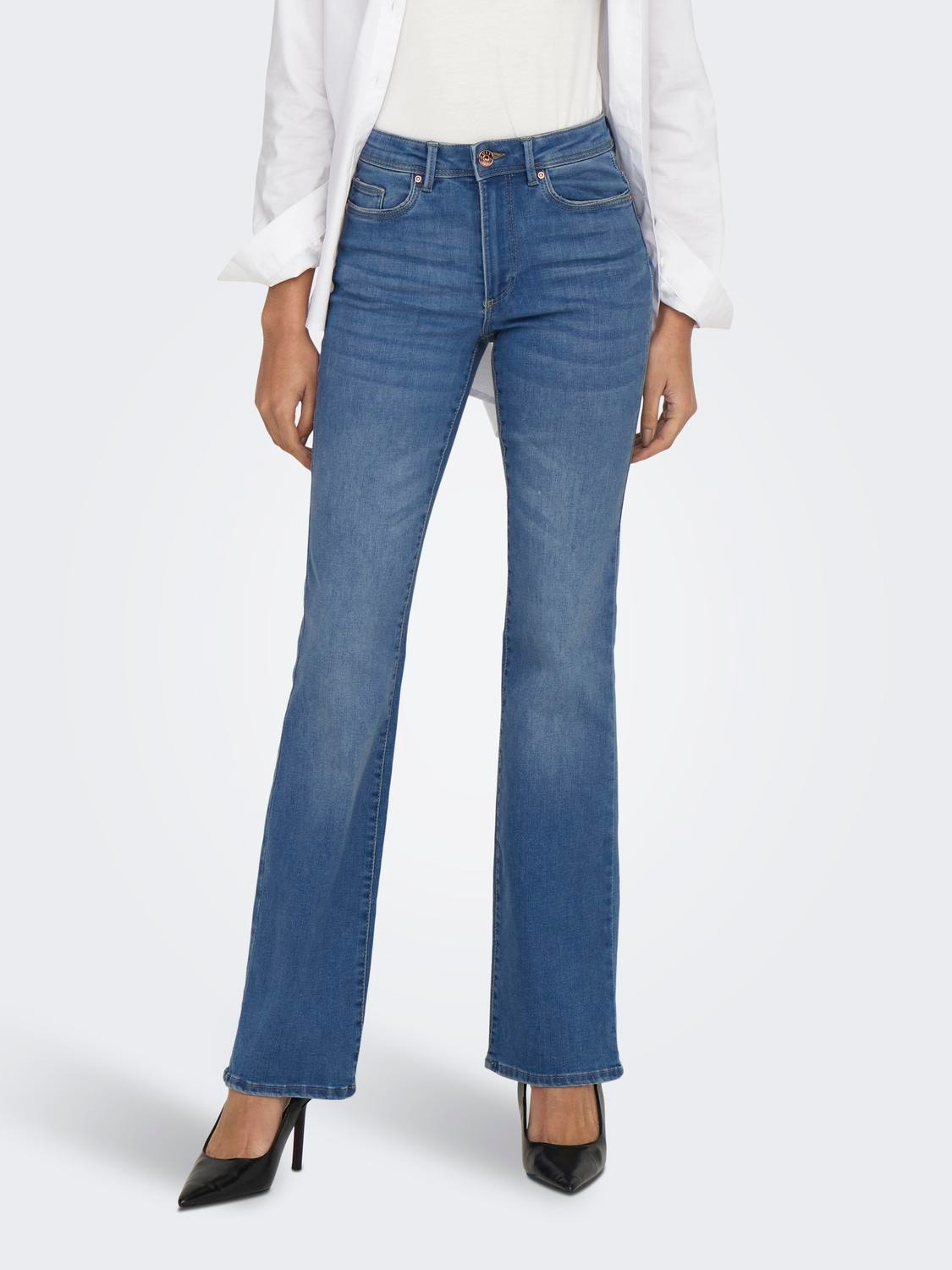 ONLY ONLWauw high-waist Flared Jeans -Light Medium Blue Denim - 15228781