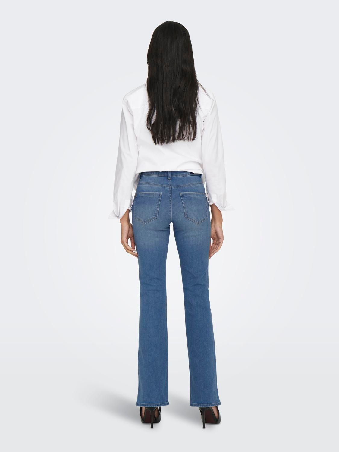 ONLY Ausgestellt Hohe Taille Jeans -Light Medium Blue Denim - 15228781