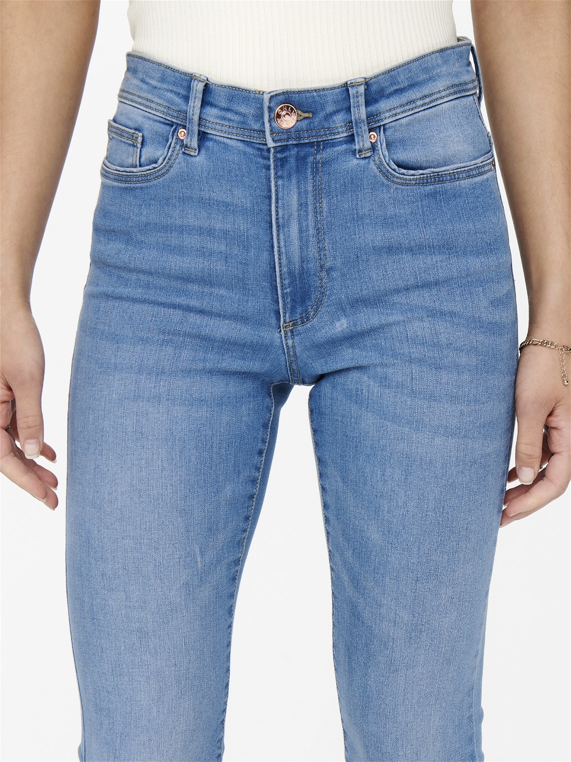 ONLY ONLWauw cintura alta Jeans de campana -Light Medium Blue Denim - 15228781