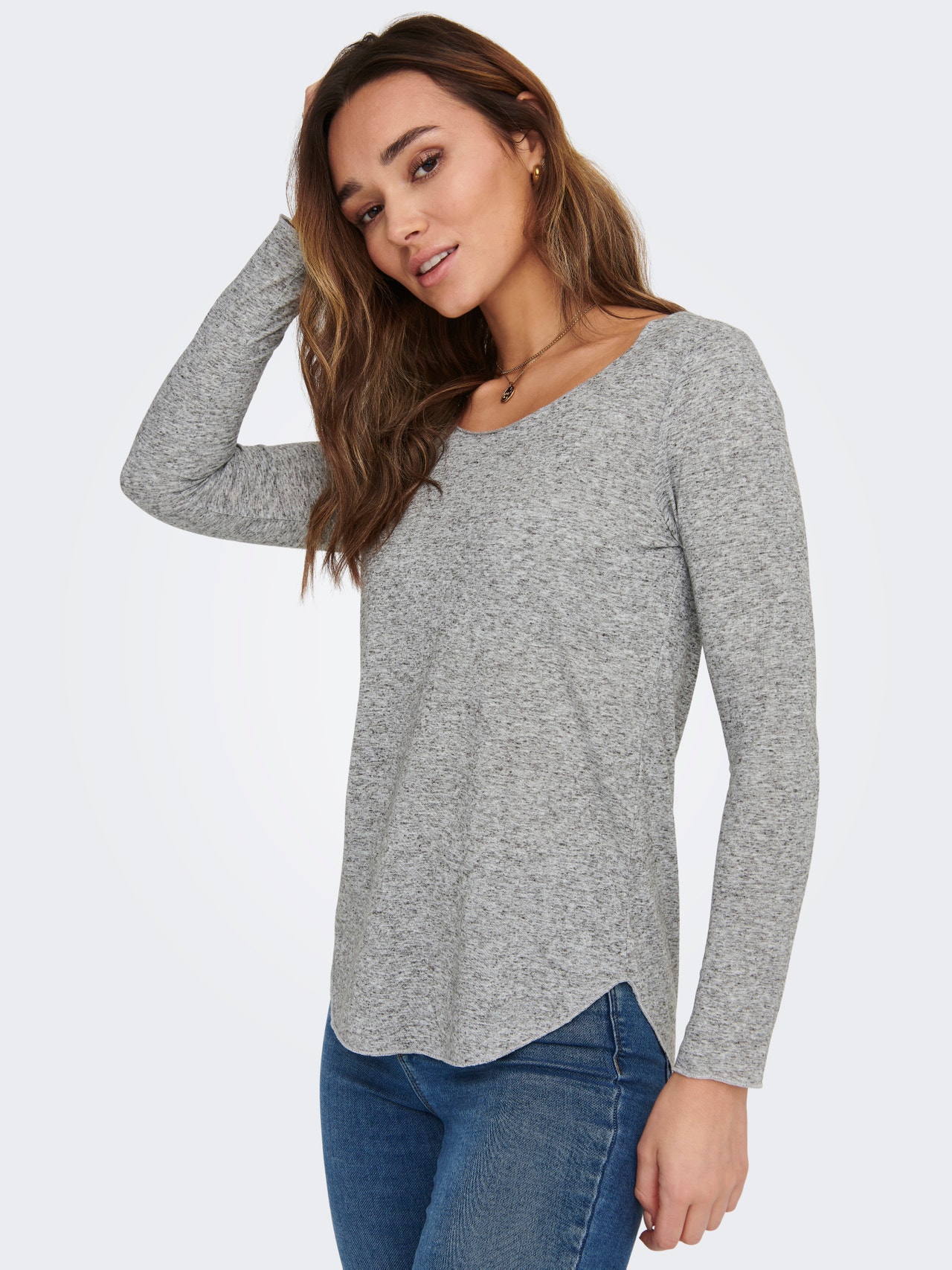 ONLY Regular Fit Round Neck T-Shirt -Light Grey Melange - 15228826