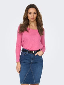 ONLY Regular Fit Round Neck T-Shirt -Shocking Pink - 15228826