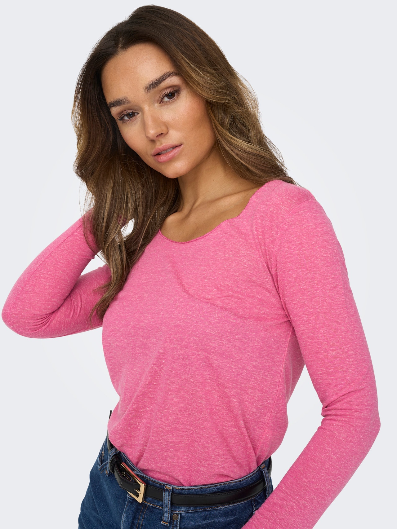 ONLY Regular Fit Round Neck T-Shirt -Shocking Pink - 15228826