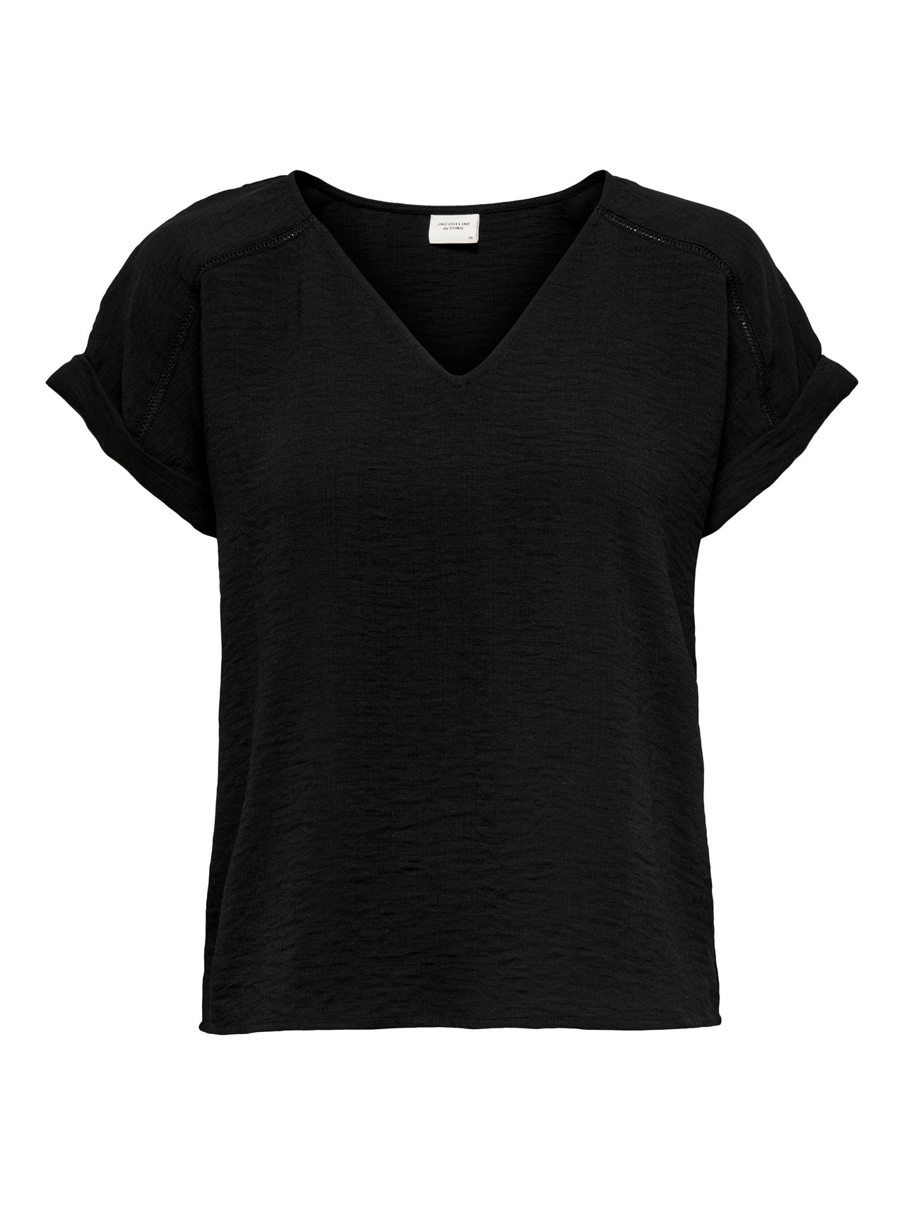 ONLY Comfort Fit Round Neck Fold-up cuffs Dropped shoulders T-Shirt -Black - 15229004