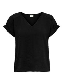 ONLY Komfort Fit Rundhals Umgeschlagene Ärmelbündchen Tief angesetzte Schulter T-Shirt -Black - 15229004