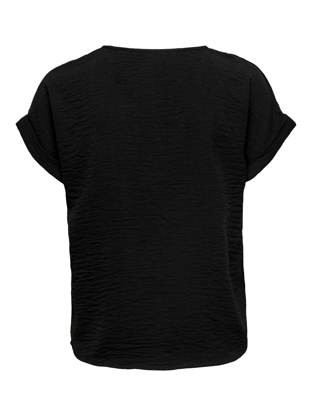 ONLY Comfort fit O-hals Mouwuiteinden met omslag Verlaagde schoudernaden T-shirts -Black - 15229004