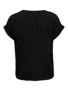 ONLY Komfort Fit Rundhals Umgeschlagene Ärmelbündchen Tief angesetzte Schulter T-Shirt -Black - 15229004